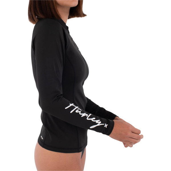 2026 Hurley Frauen Long Sleeve Zip Lycra Vest WLEU00003 - Black
